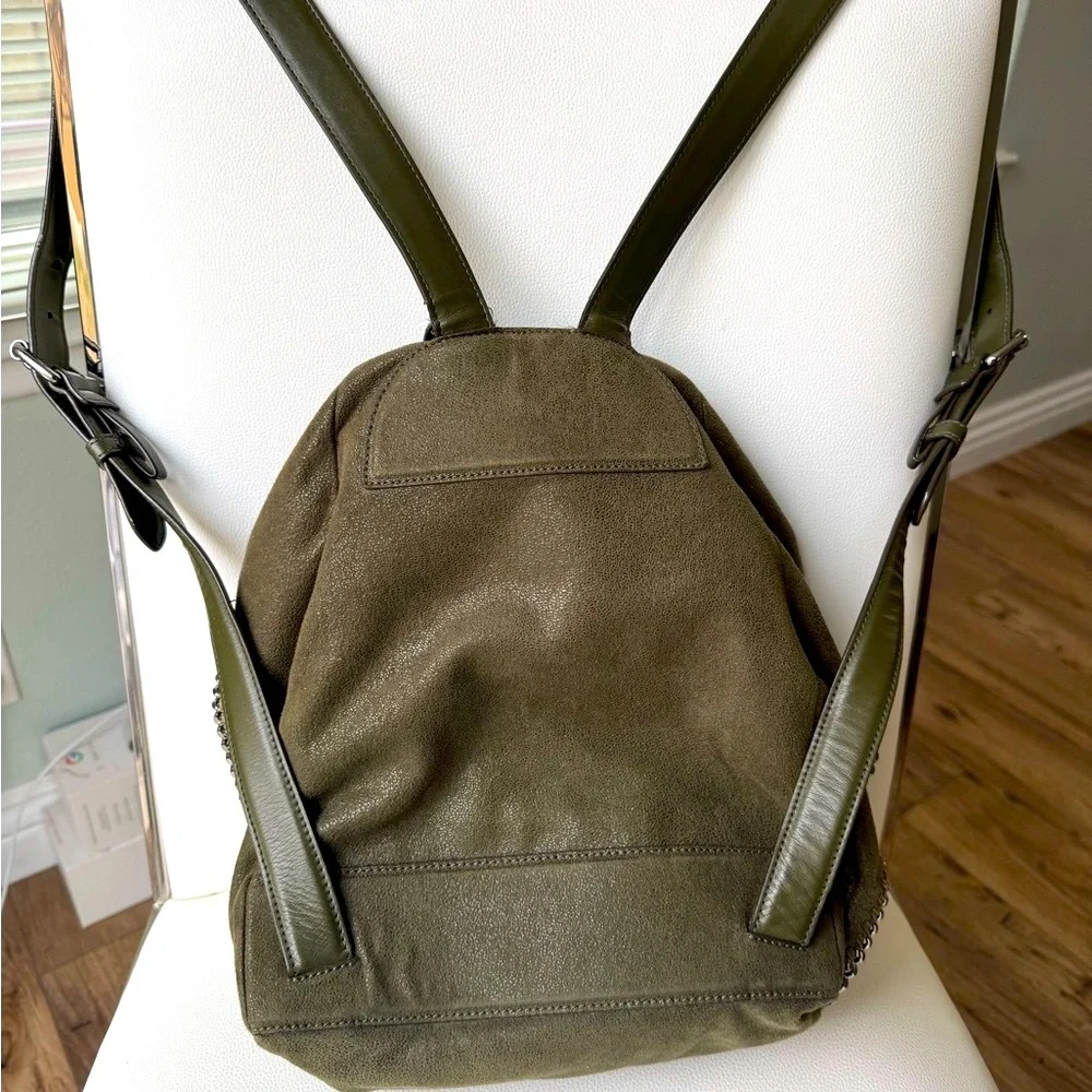 Stella McCartney Falabella Shaggy Deer Mini Backpack Olive Green Khaki Chain